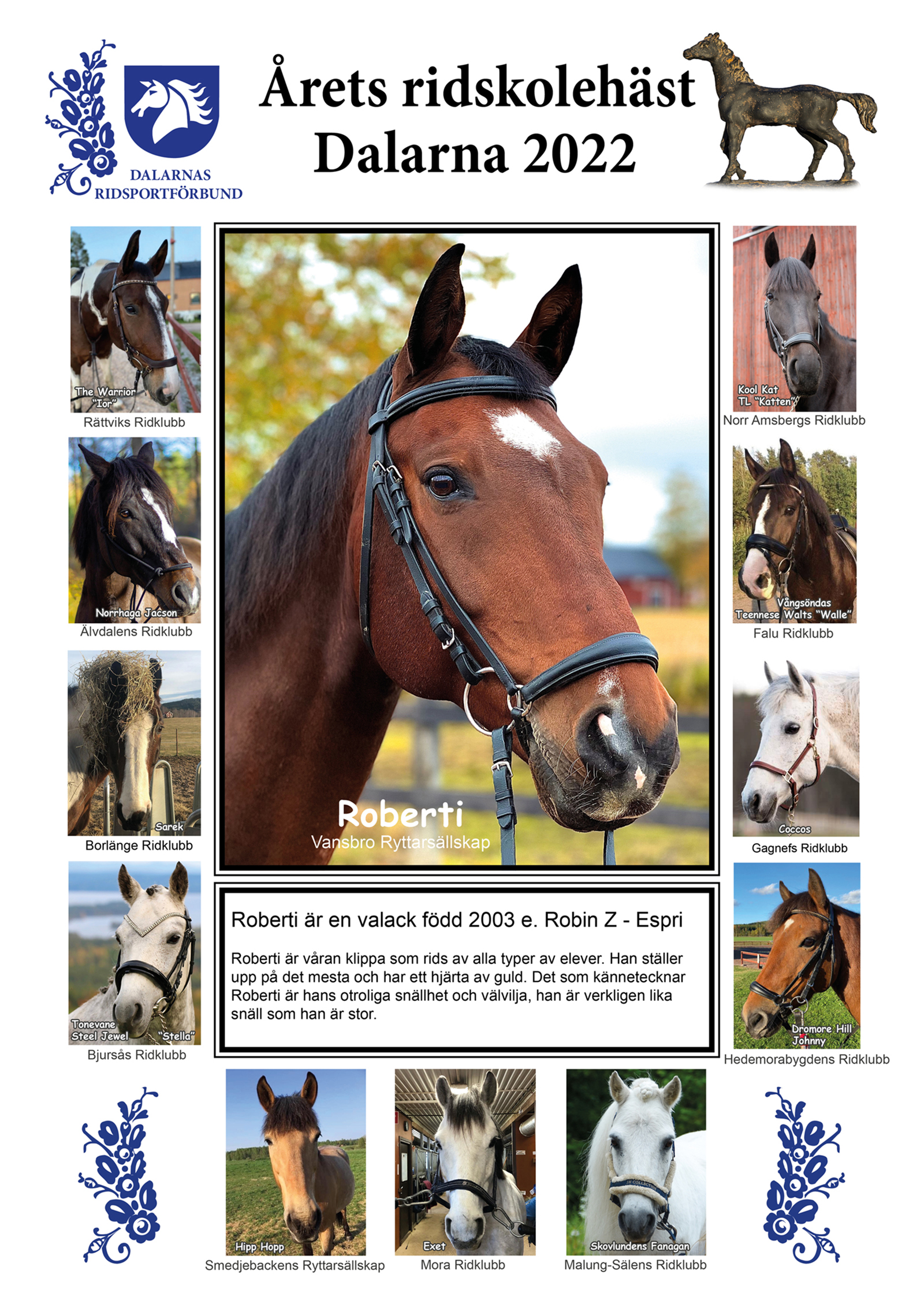 Affisch 2022 - Årets ridskolehäst i Dalarna